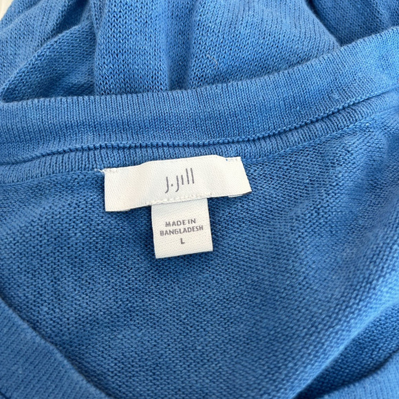 J. Jill Blue Linen Sweater Top Large Linen & Cotton Blend Lagenlook Breezy Boho - Picture 2 of 10